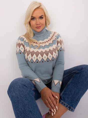 Mátový plus-size rolák AMINA s plastickým vzorem