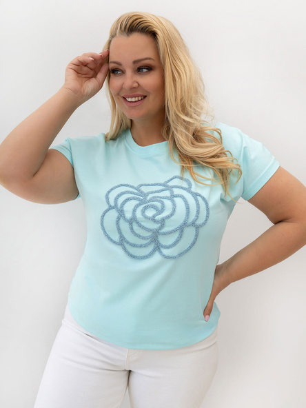 Mátové plus size tričko GISELIA s květinovým dekorem