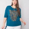 Petrolejový plus size top HERMELIS s leopardí aplikací