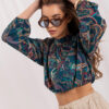Petrolejová crop halenka MIAROSE s paisley vzorem