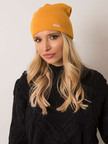 Tmavě žlutá basic pletená čepice – LAURA