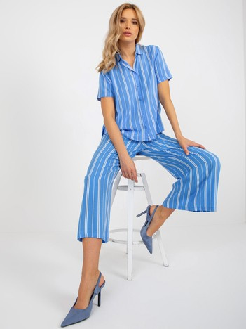 Modrá pruhovaná košilová halenka SUBSHIRT