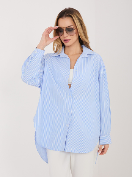 Modrá oversize bavlněná košile ITALY MODA v pruzích – DOREVIA