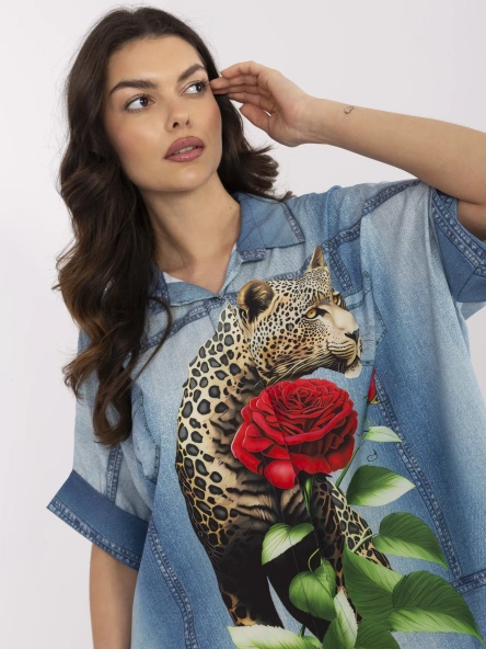Modrá košile ITALY MODA se zvířecím motivem – CORNELIA