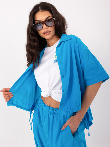 Modrá manšestrová košile ITALY MODA s límcem – FIORALINE