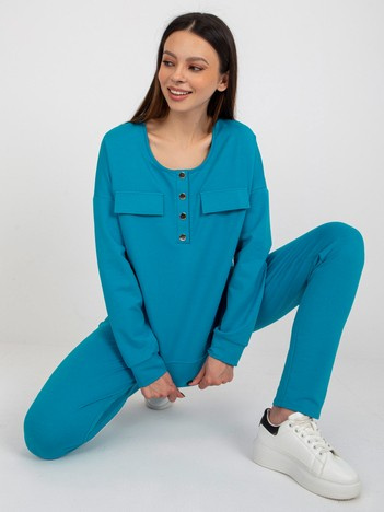Modrý bavlněný dvoudílný casual komplet – AZARIA
