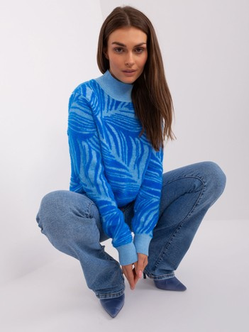 Modrý viskózový rolák ERIYSSA v oversize střihu