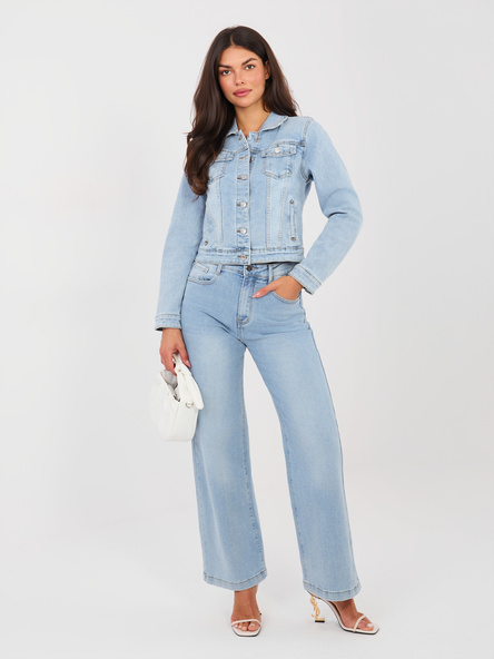 Modré straight leg džíny s vysokým pasem – DAPHRELLE