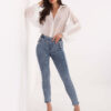 Modré skinny džíny s ozdobnými knoflíky – IDABELLA