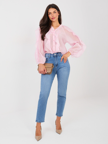Modré skinny džíny s vysokým pasem – ELVANIS