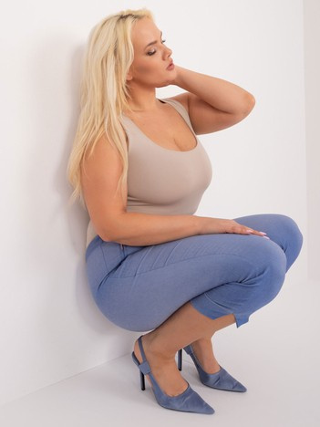 Modré kalhoty 3/4 plus size z pružné tkaniny – BASINA