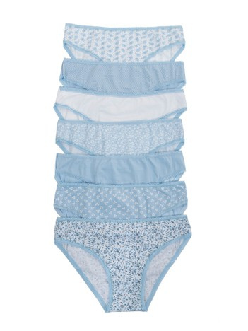Modro-bílé bavlněné kalhotky BERRAK s krajkou – 7 ks – WYNELLA