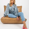 Modro-černá košile LAKERTA se zvířecím vzorem a saténovým efektem – ISMENA