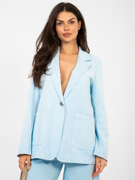 Pastelově modré oversize džínové sako RUE PARIS – QORIANA