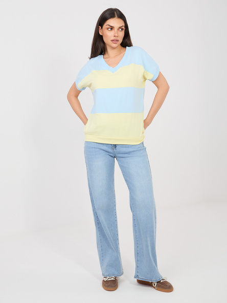 Světle modrý colorblock top NOVELIA s véčkem