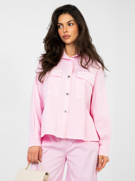 Pastelově růžová oversize košile ITALY MODA s rozparky – ARABELINA