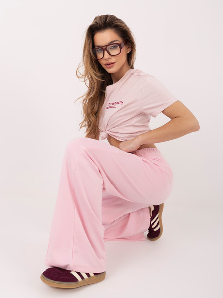 Pastelově růžové wide-leg tepláky RUE PARIS – JOVETTA