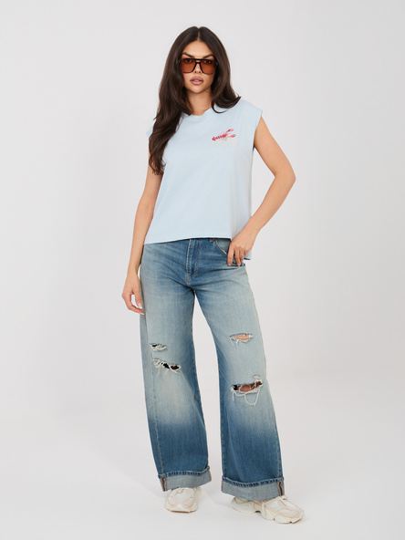 Světle modré tílko VIORELLE Sublevel s grafikou