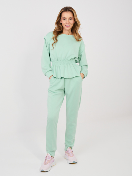Pastelově zelený komplet s peplum efektem – AELAORIA