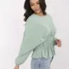 Pistáciová halenka PEPLINA s peplum lemem