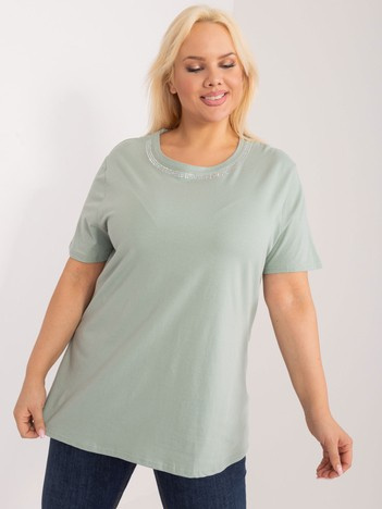 Pistáciové plus size tričko LACEBACKA