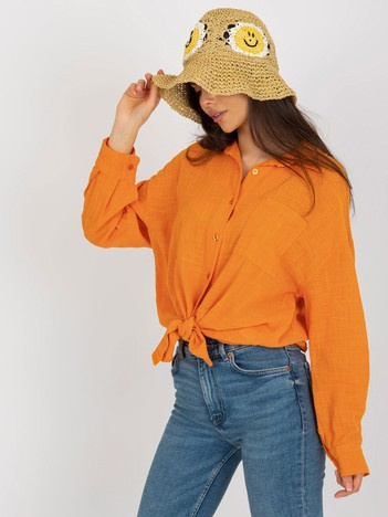 Oranžová oversize košile OCH BELLA z bavlny – ANORALE