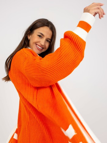 Oranžový dlouhý kardigan ANVIANA bez zapínání