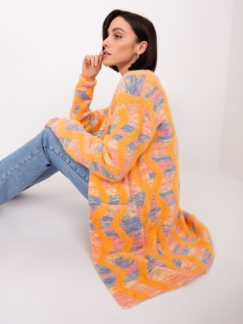 Oranžový vzorovaný kardigan PAVLINA s kapsami