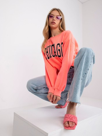 Fluo růžová mikina Madeira s nápisem – JENELLA