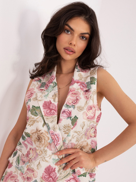 Růžová elegantní vesta NANDA ITALY MODA s límcem