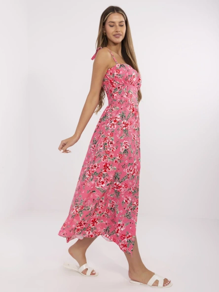 Růžové květované maxi šaty CERELIA