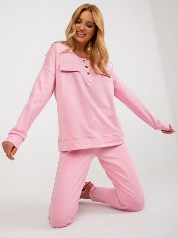 Růžový casual komplet s kalhotami – AZARIA