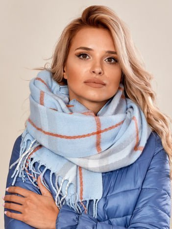Světle modrá kostkovaná šála AURENZA