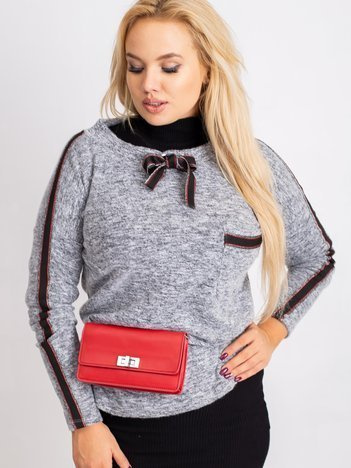 Šedá plus size halenka CEVARINE s mašlí