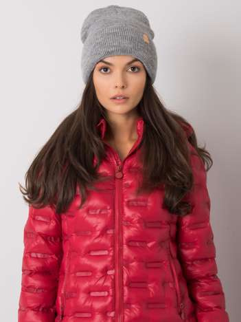 Šedá beanie čepice s vlnou – ALŽBĚTA
