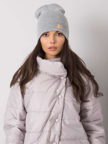 Šedá dámská beanie čepice s vlnou – MELANIE