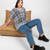Šedá kostkovaná pletená vesta ŽANETE Plus size
