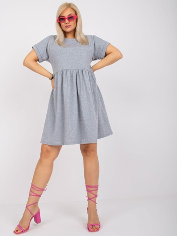 Šedé melírované mini šaty MOLLY Plus Size