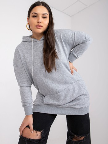 Šedě melírovaná plus size mikina Luna s kapucí – BELETTA