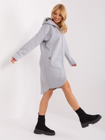 Šedá melírovaná dlouhá basic mikina na zip – JULETTA