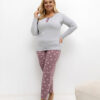 Šedé bavlněné pyžamo ROZÁLIA plus size s motýly