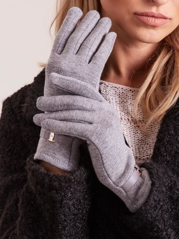 Šedé elegantní rukavice s jemnou sponou – BELLA