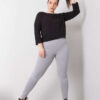 Šedě melírované bavlněné legíny plus size – NYRETTA