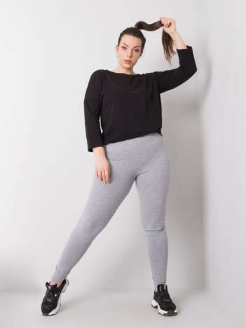 Šedě melírované bavlněné legíny plus size – NYRETTA