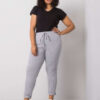 Šedé melírované tepláky Alva plus size – DELIVA