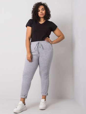 Šedé melírované tepláky Alva plus size – DELIVA