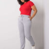 Šedé melírované tepláky Beatriz plus size – DELENNA