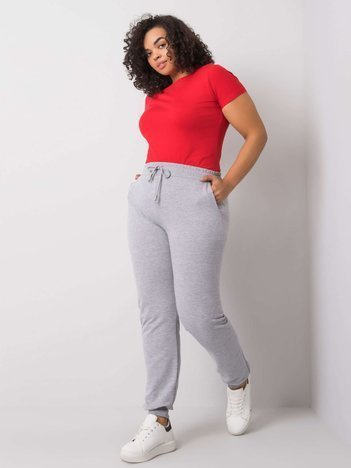 Šedé melírované tepláky Beatriz plus size – DELENNA