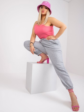 Šedé melírované tepláky Ainhoa plus size – EVIENNA