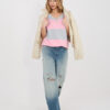 Šedo-růžový colorblock top NOVELIA